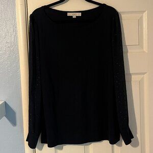 LOFT Black Long-sleeve with Sparkley Sleeves